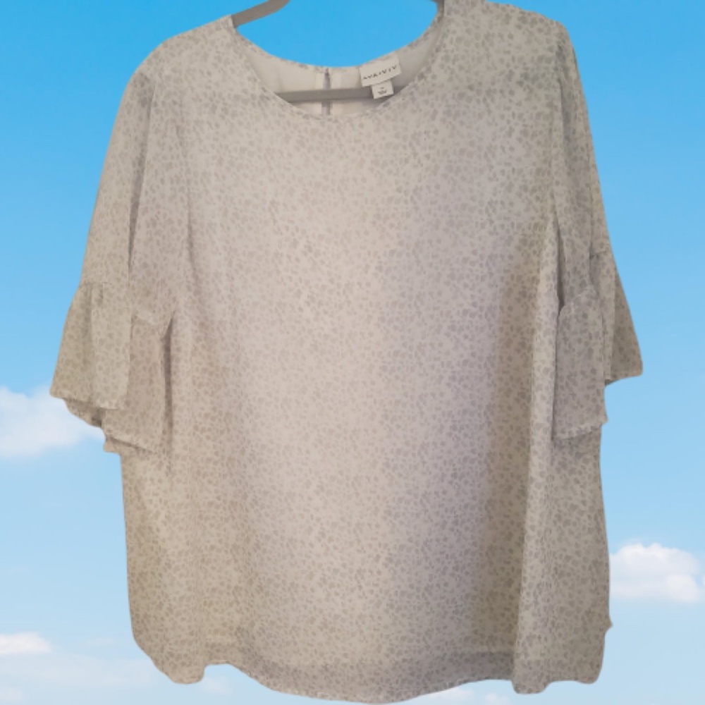 AVA & VIV SHEER BLOUSE W/LINING SHORT SLEEVES - SIZE 1X